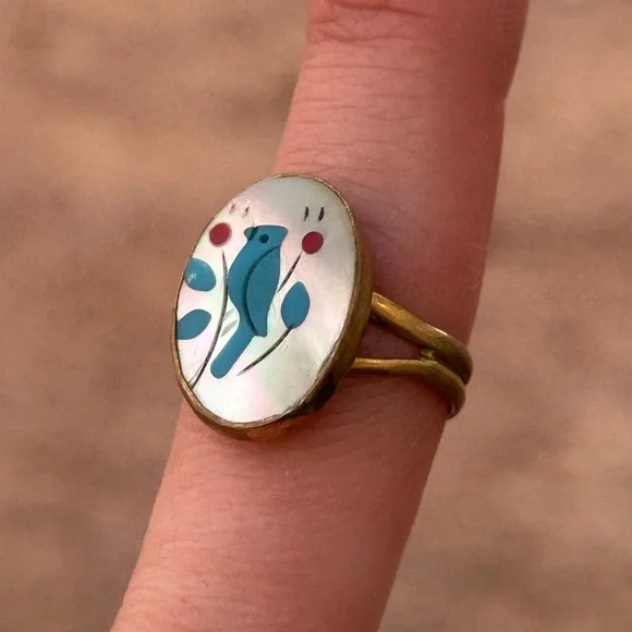 Zuni Bluebird Inlay Ring - Picture 1 of 2